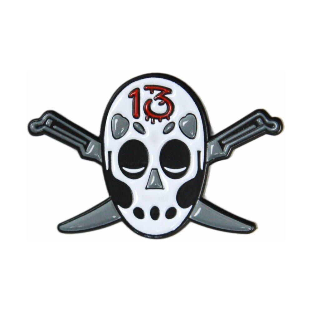Hockey #13 Slasher Mask Enamel Pin - 80s Spooky Halloween Funny Goth Apparel NWT